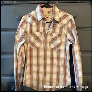 Hollister Multicolor Plaid western button down shirt